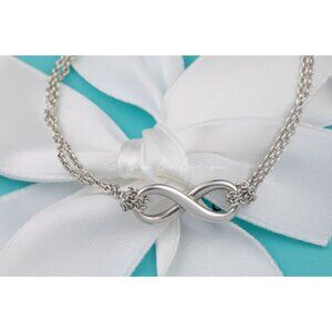 Tiffany & Co. Infinity Motif Charm Double Chain 16" Necklace in Sterling Silver